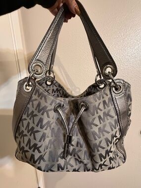 Michael Kors Gray MK Signature Shoulder Bag